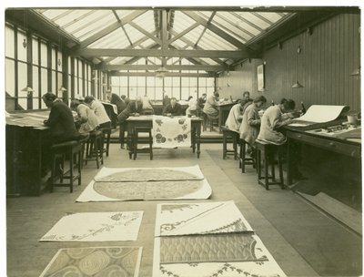 Section of the designing room, Carpet Trades, 1923 by English Photographer